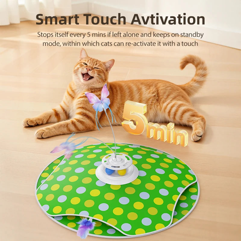 3-in-1 Interactive Cat Toy — Hide & Seek, Feather Chaser & Track Ball