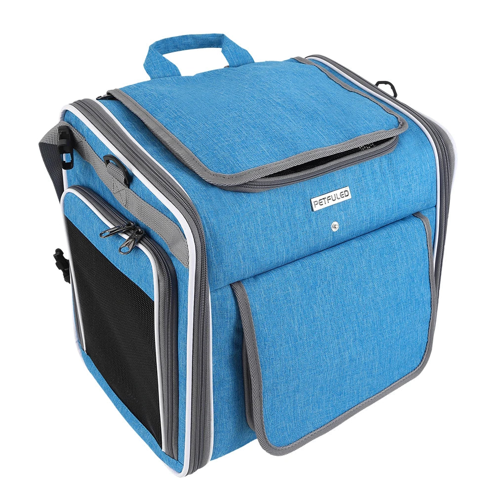 Expandable Soft-Sided Pet Carrier with Four Access Openings