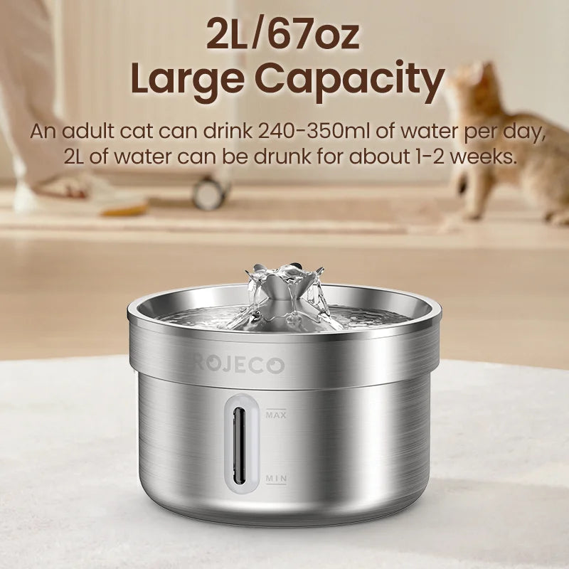 Stainless Steel Automatic Smart Pet Water Fountain for Cats & Dogs