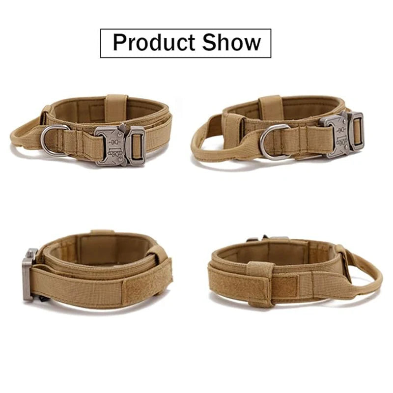 Tactical Military Nylon Dog Collar with Control Handle & Metal Buckle