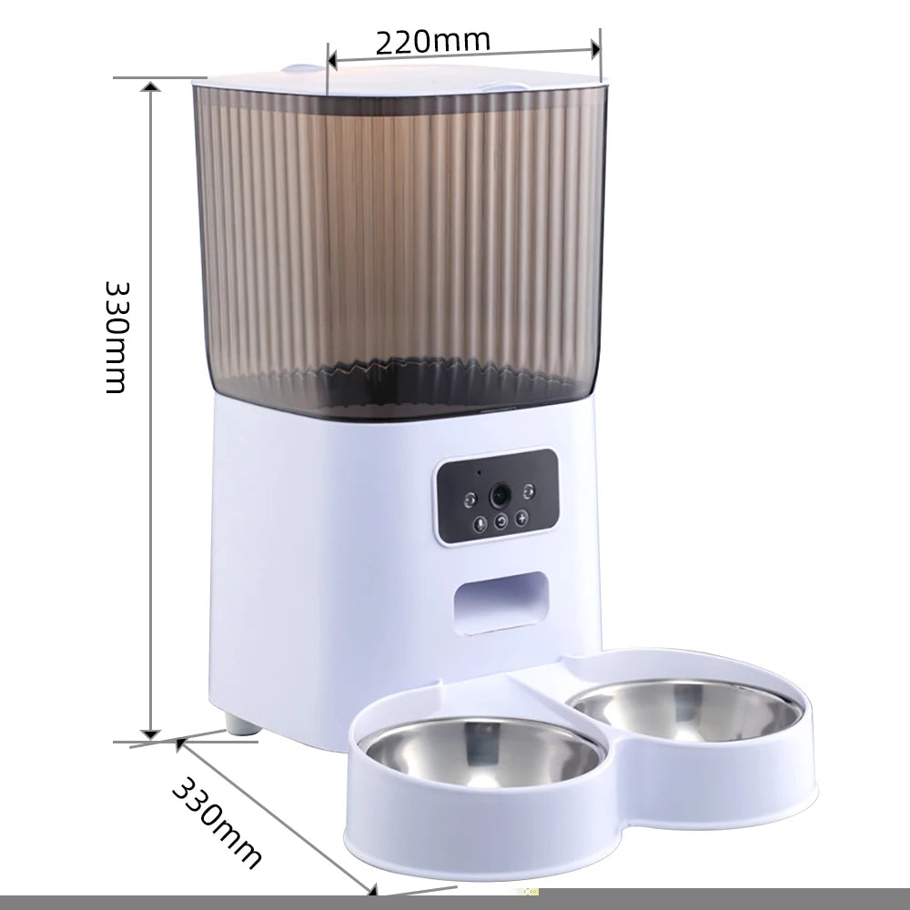 5L Smart Automatic Pet Feeder with Camera, Double Bowls & Voice Recorder