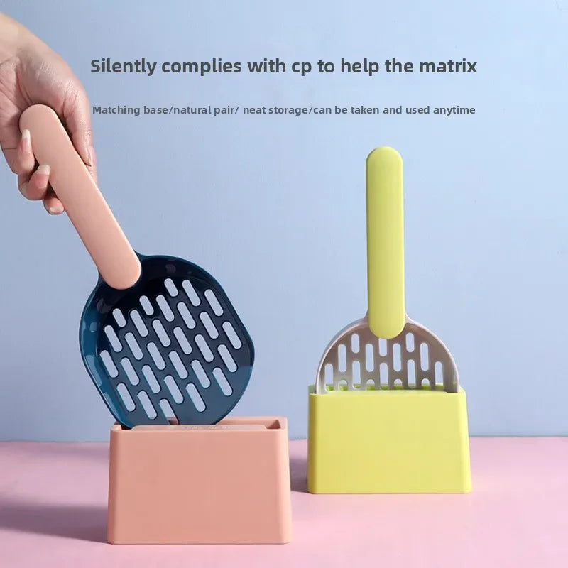 Cat Litter Scoop Set with Base & Fine-Hole Filter – Deep-Clean Sifting Scoop for Cat Litter Trays