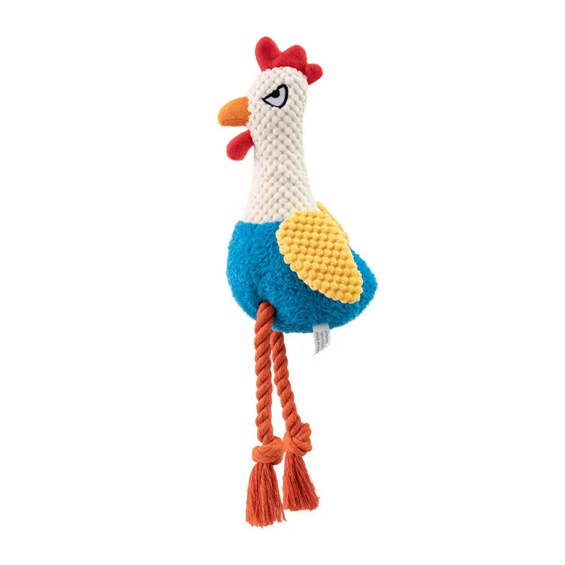 Plush Rooster Rope Dog Toy - Braided Cotton Chew Toy