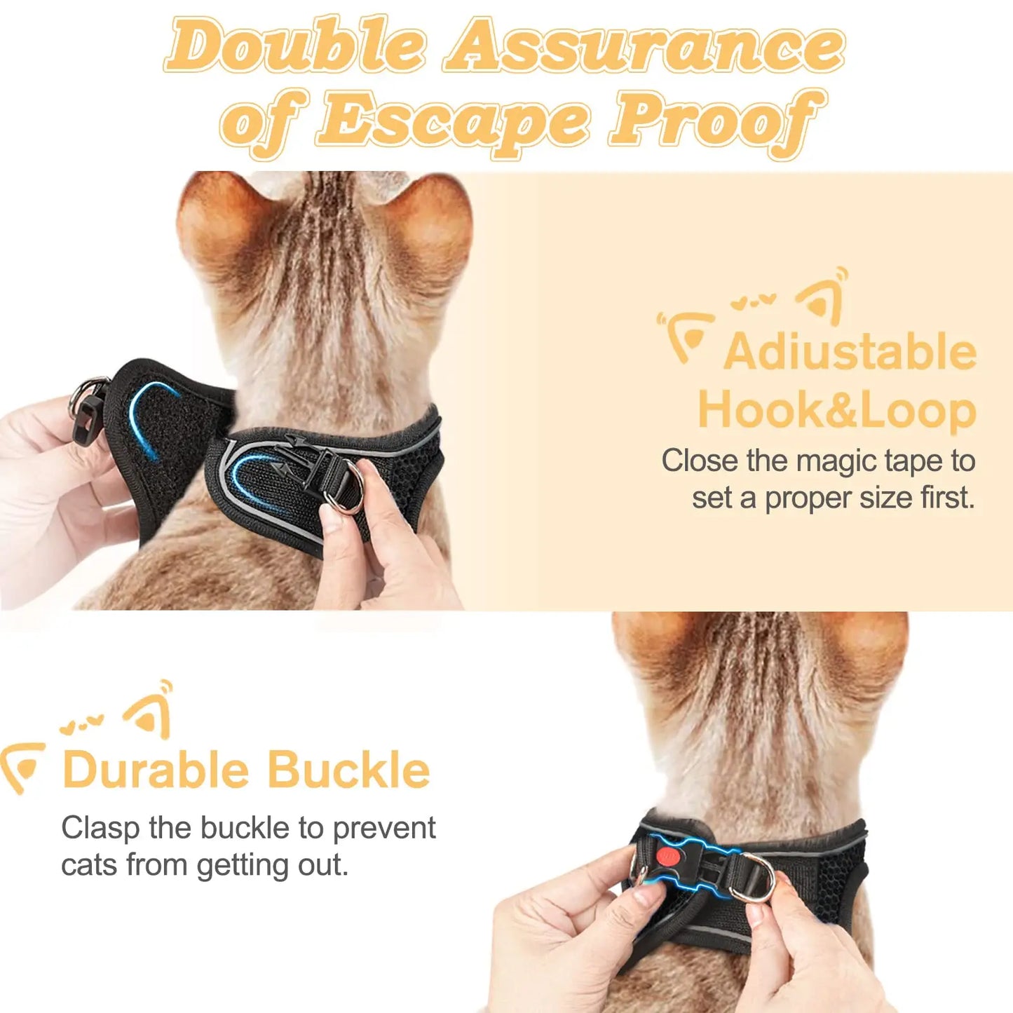 Adjustable Mesh Harness & Lead Set — Breathable Reflective Vest for Small Dogs & Cats
