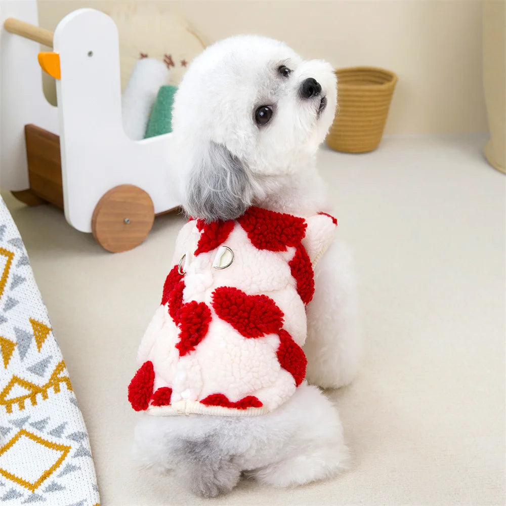 Fleece Dot Print Jacket Vest for Small Dogs & Cats