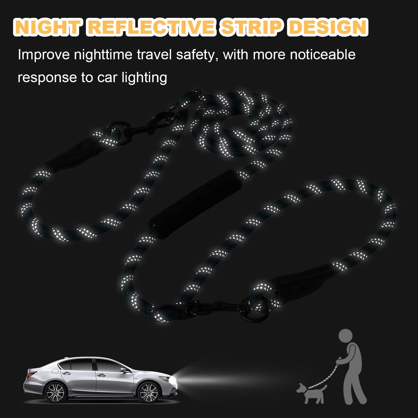 Heavy Duty Multi-Function Dog Lead with Padded Handle – 7.5ft Hands-Free