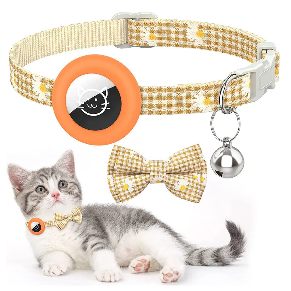 Collier de chat à dégagement rapide avec support AirTag et clochette