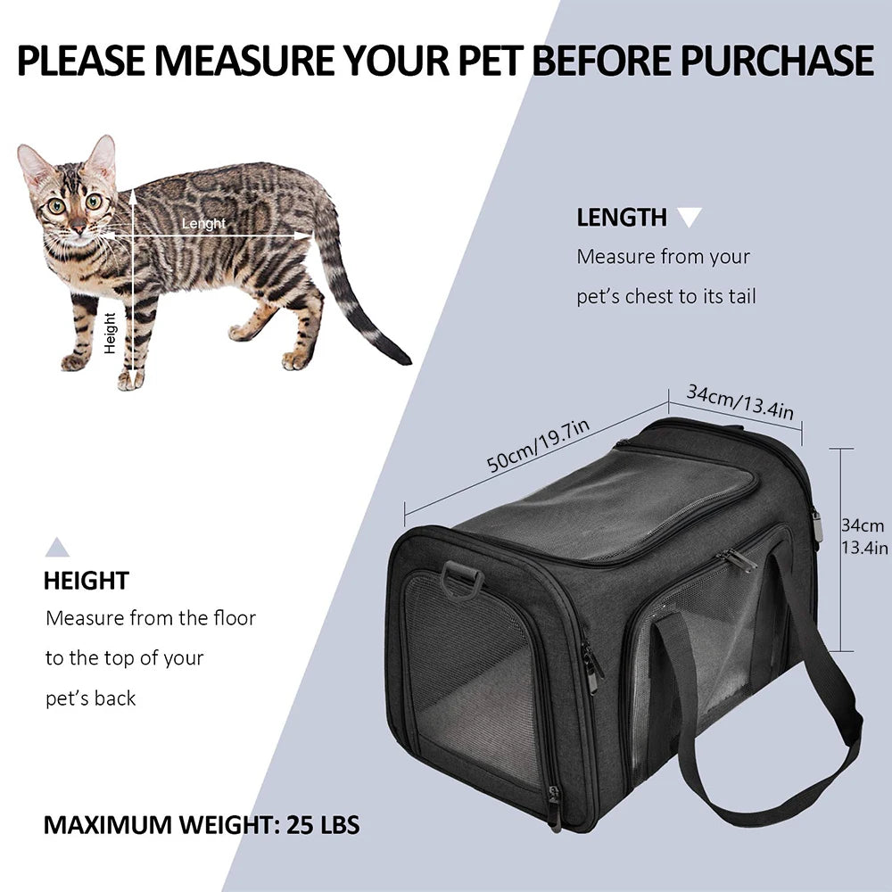 Soft-Sided Pet Travel Carrier with Fleece Pad