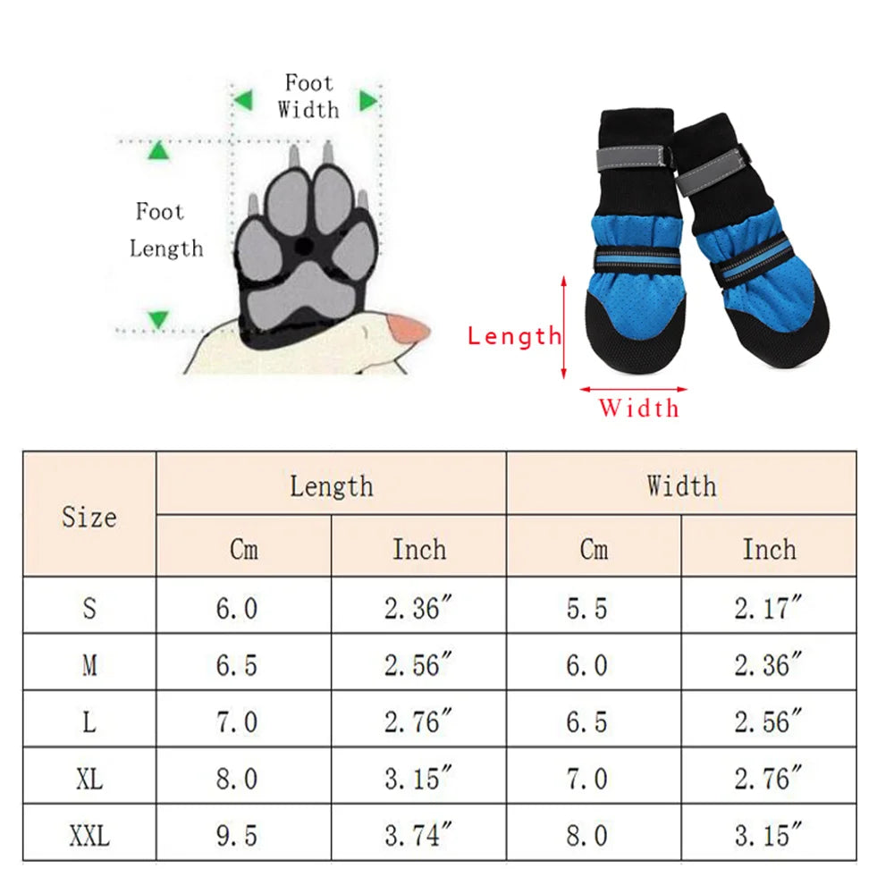 Reflective Dog Shoes with Breathable Mesh & Rubber Sole