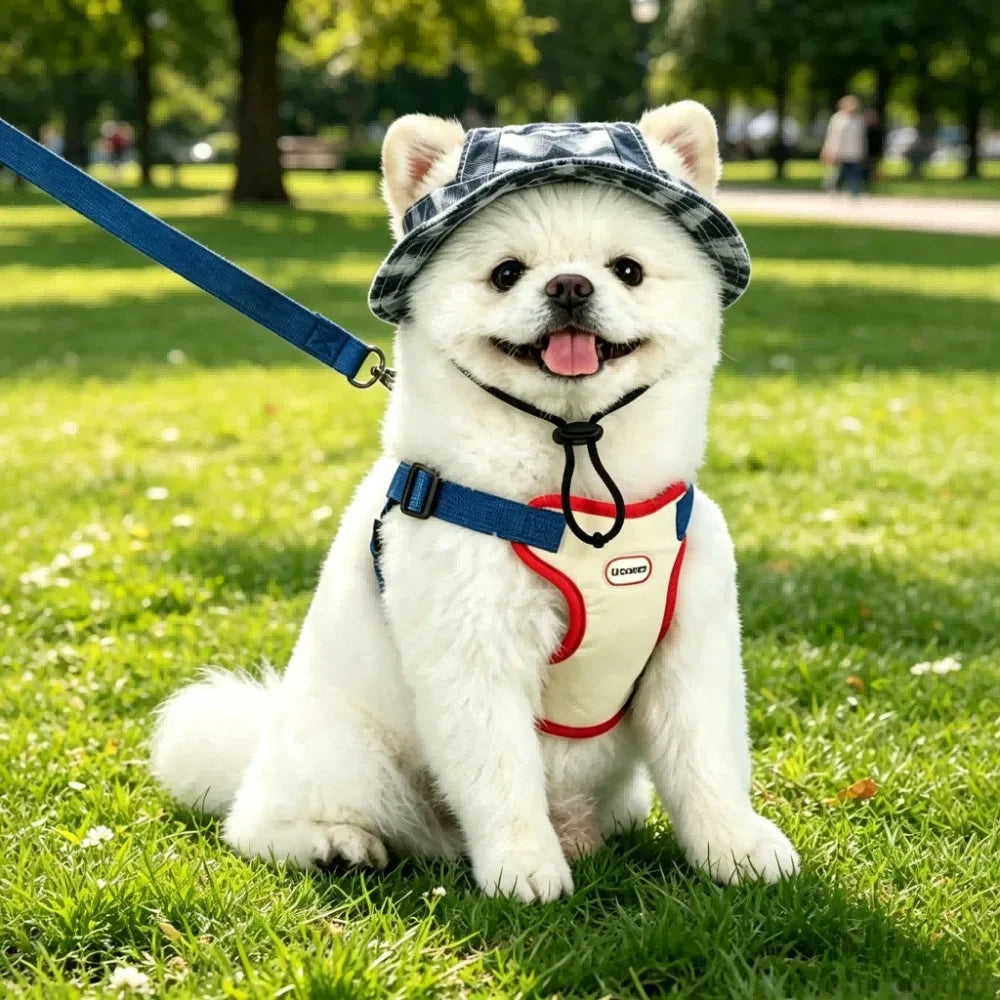 Anti-Escape Harness, Leash & Sun Hat Set for Small Dogs & Cats
