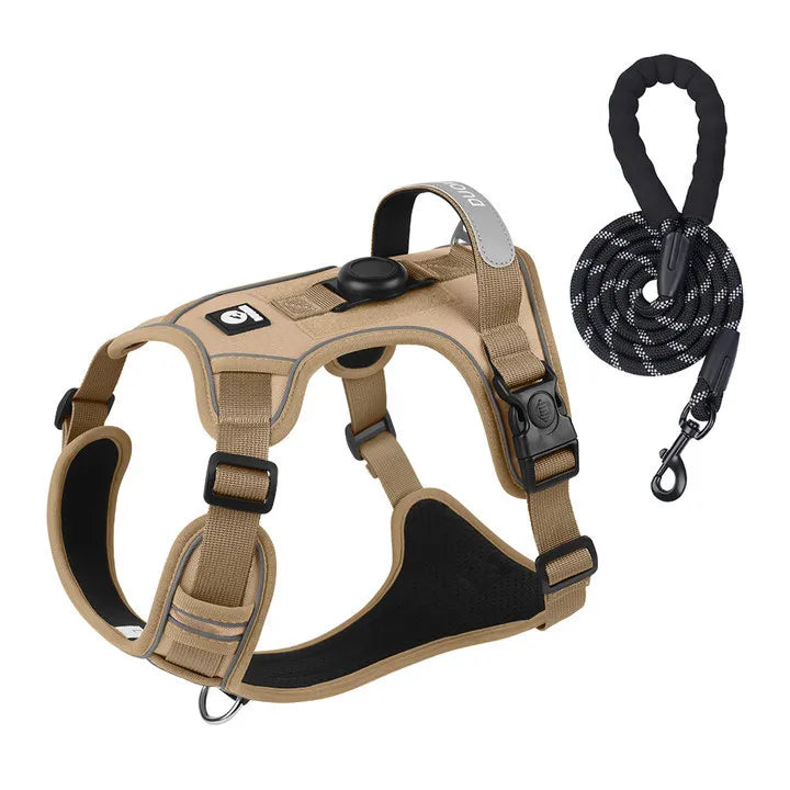 Tactical No-Pull Dog Harness with AirTag Holder – Reflective Vest for Medium & Large Dogs