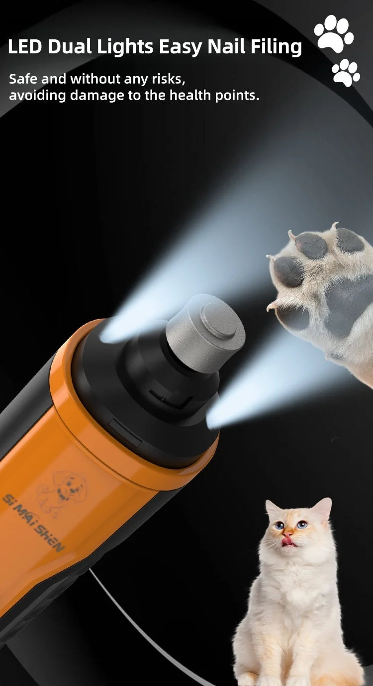 Rechargeable Pet Nail Grinder with LED Light & 5 Speed Settings