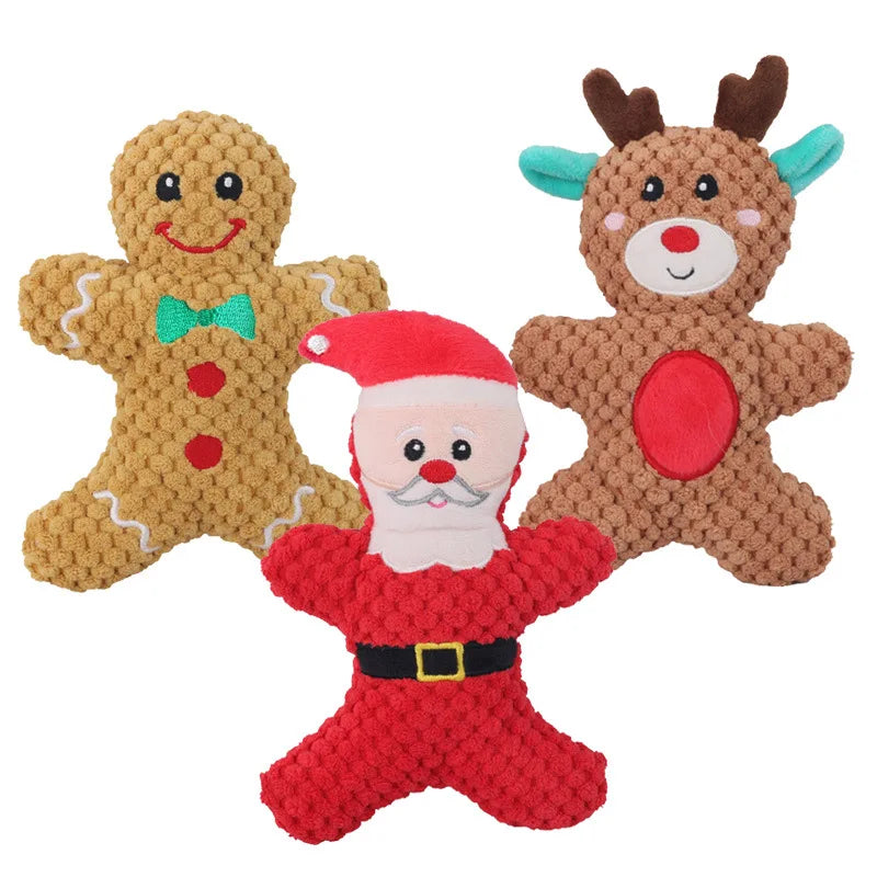 Jouet couineur en peluche de Noël pour chien