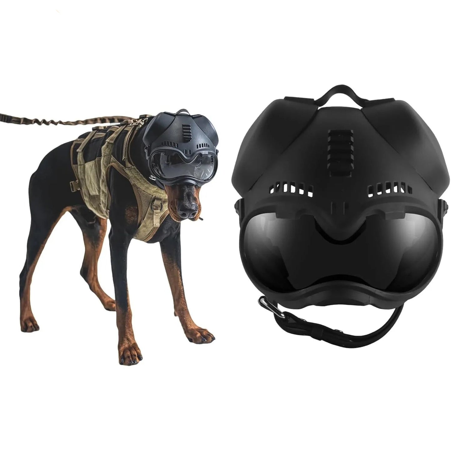 Tactical Dog Helmet with Removable Ear Guards — Adjustable Head Protection for Working Dogs & Large Breeds