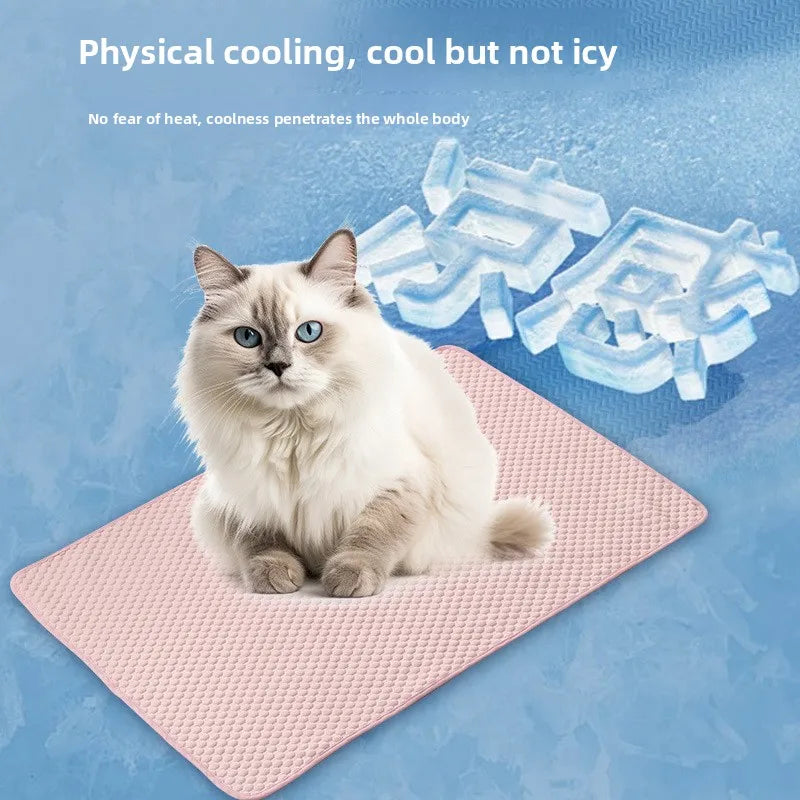 Ice Silk Cooling Mat for Cats & Dogs — Breathable Summer Pet Nest in 3 Colours & 6 Sizes