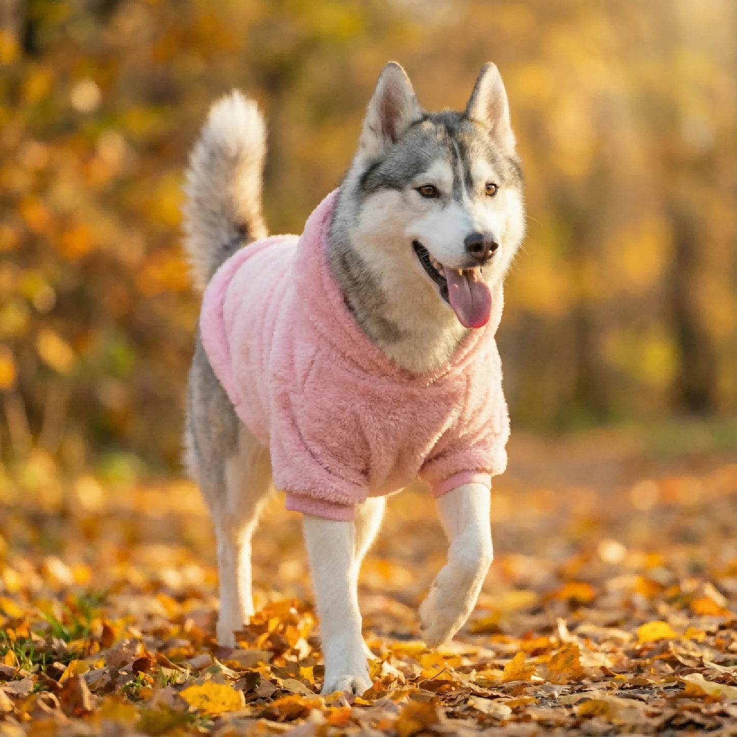 Plush Fleece Dog Hoodie | Soft Warm Winter Outdoor Coat for Medium & Large Dogs