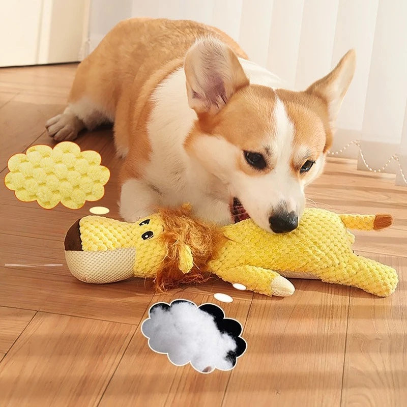 Plush Squeaky Dog Toy - Durable Animal Chew Toy for Small & Large Dogs