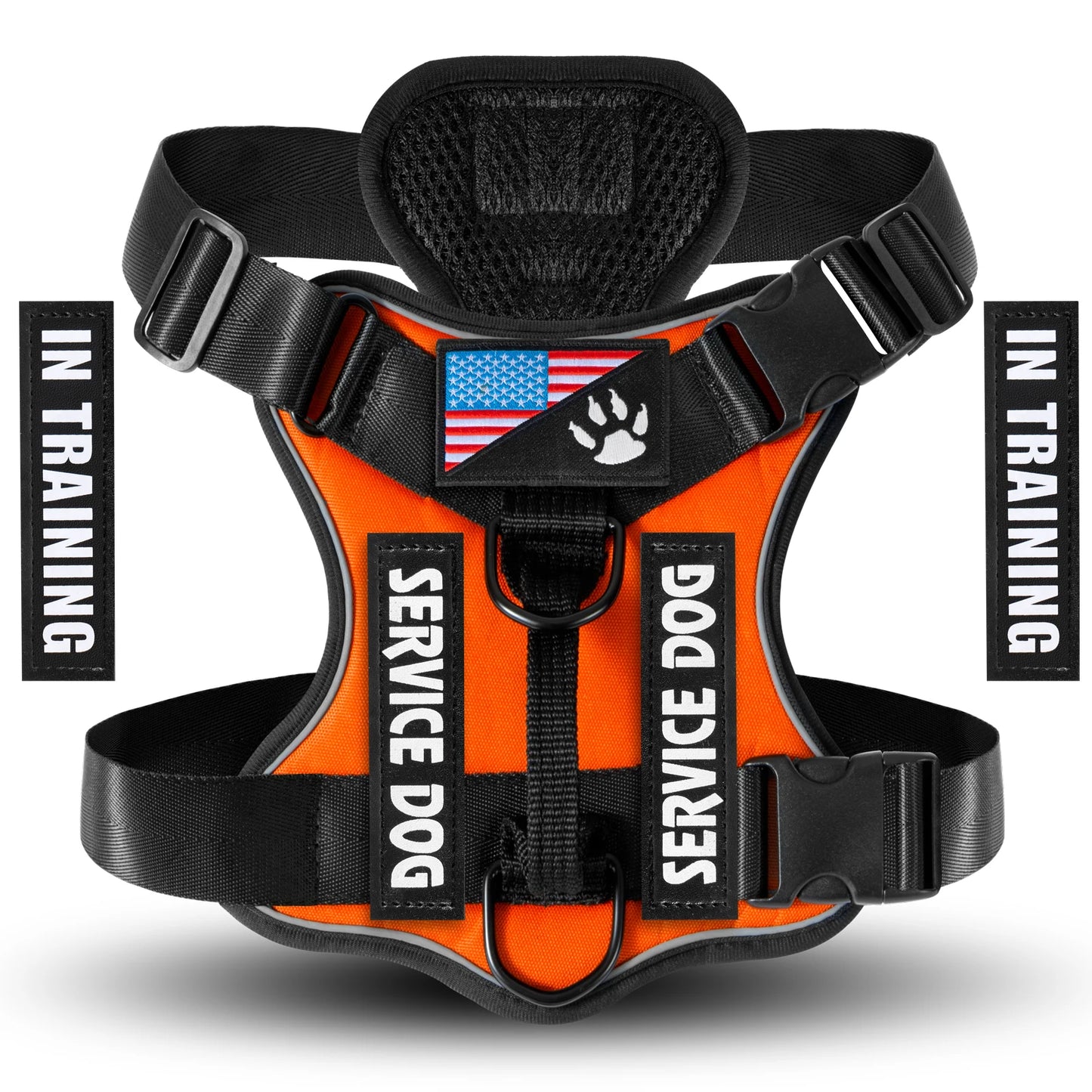 Reflective Service Dog Vest Harness with 5 Patches | Adjustable Soft Oxford Mesh Harness