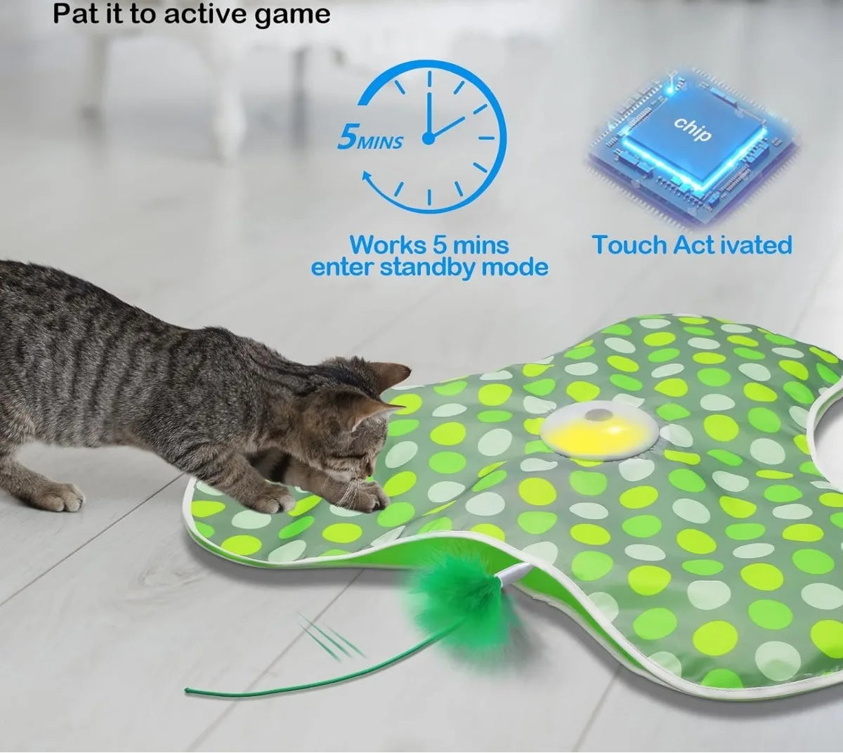 Jouet interactif pour chat - Plume mobile rechargeable et souris couineuse