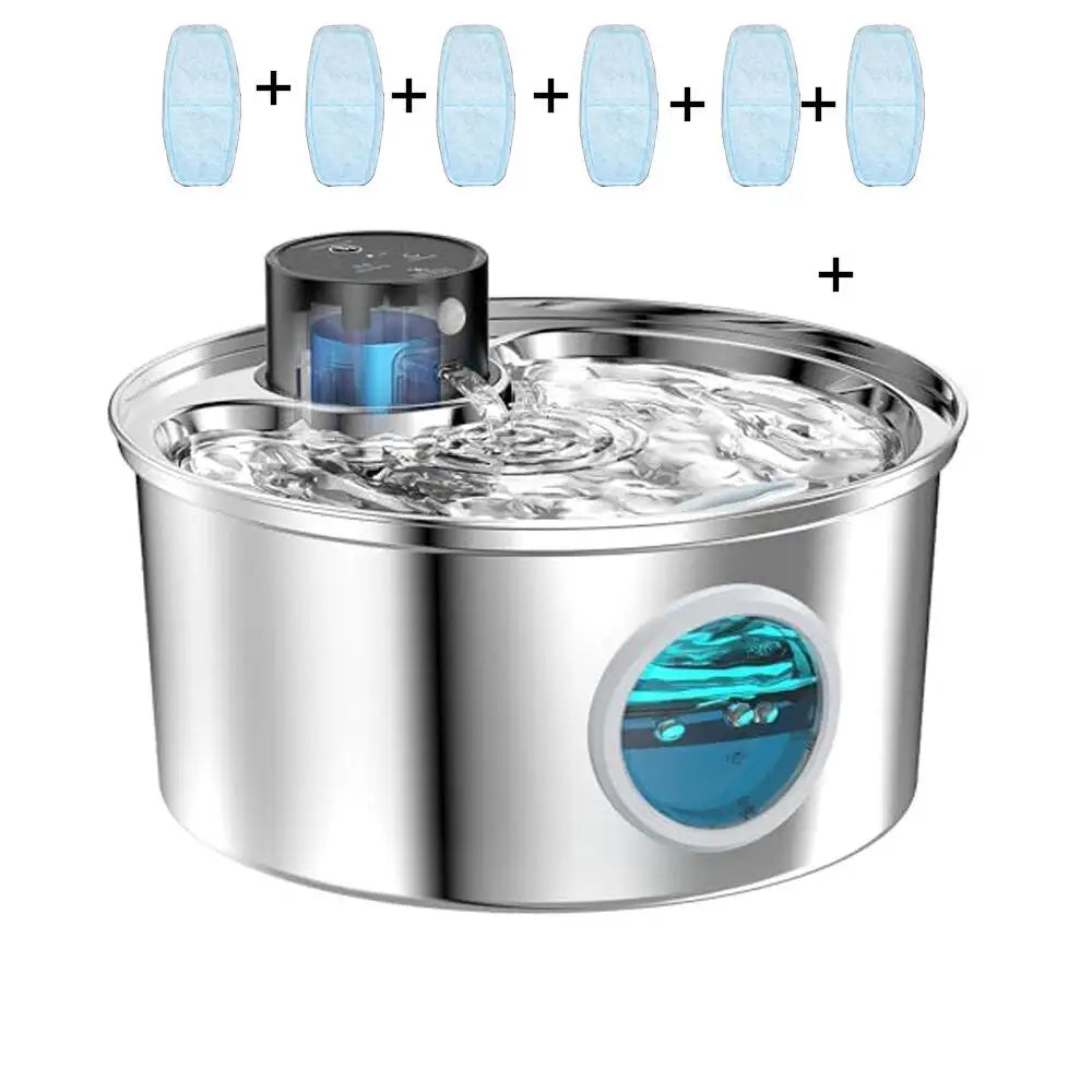 Fontaine à eau pour animaux de compagnie en acier inoxydable de 3,2 L rechargeable par USB avec capteur de mouvement
