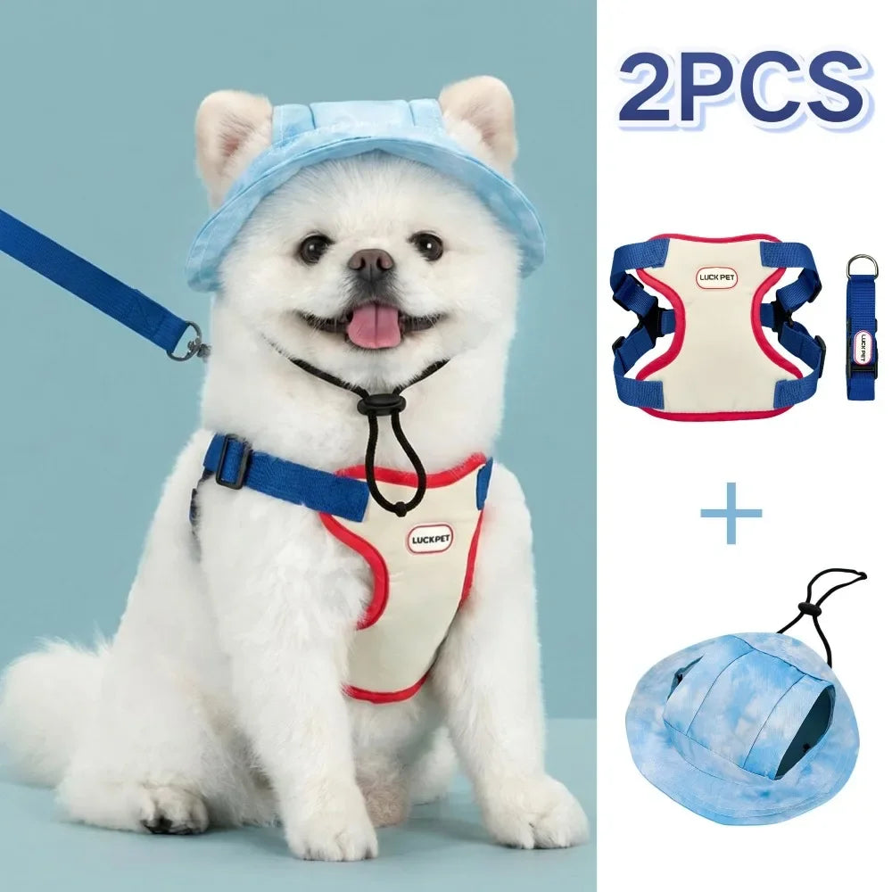 Anti-Escape Harness, Leash & Sun Hat Set for Small Dogs & Cats