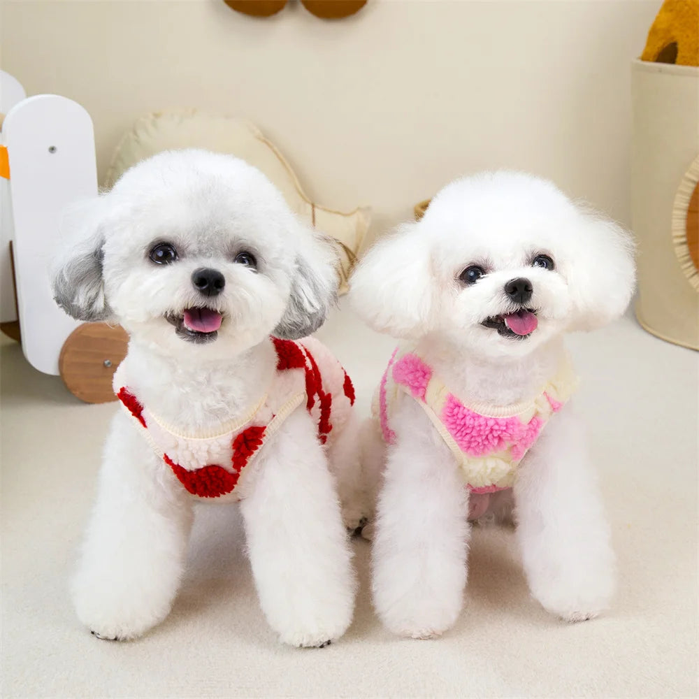 Fleece Dot Print Jacket Vest for Small Dogs & Cats