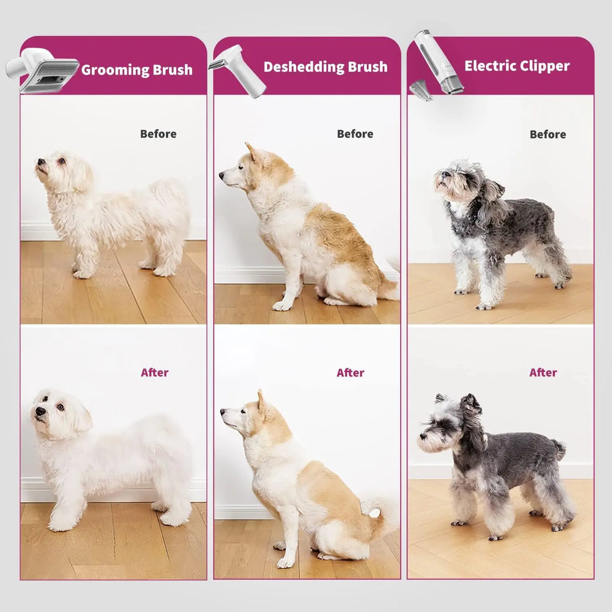 5-in-1 Pet Grooming Vacuum Kit | Electric Clippers & Dog Brush | CE Certified