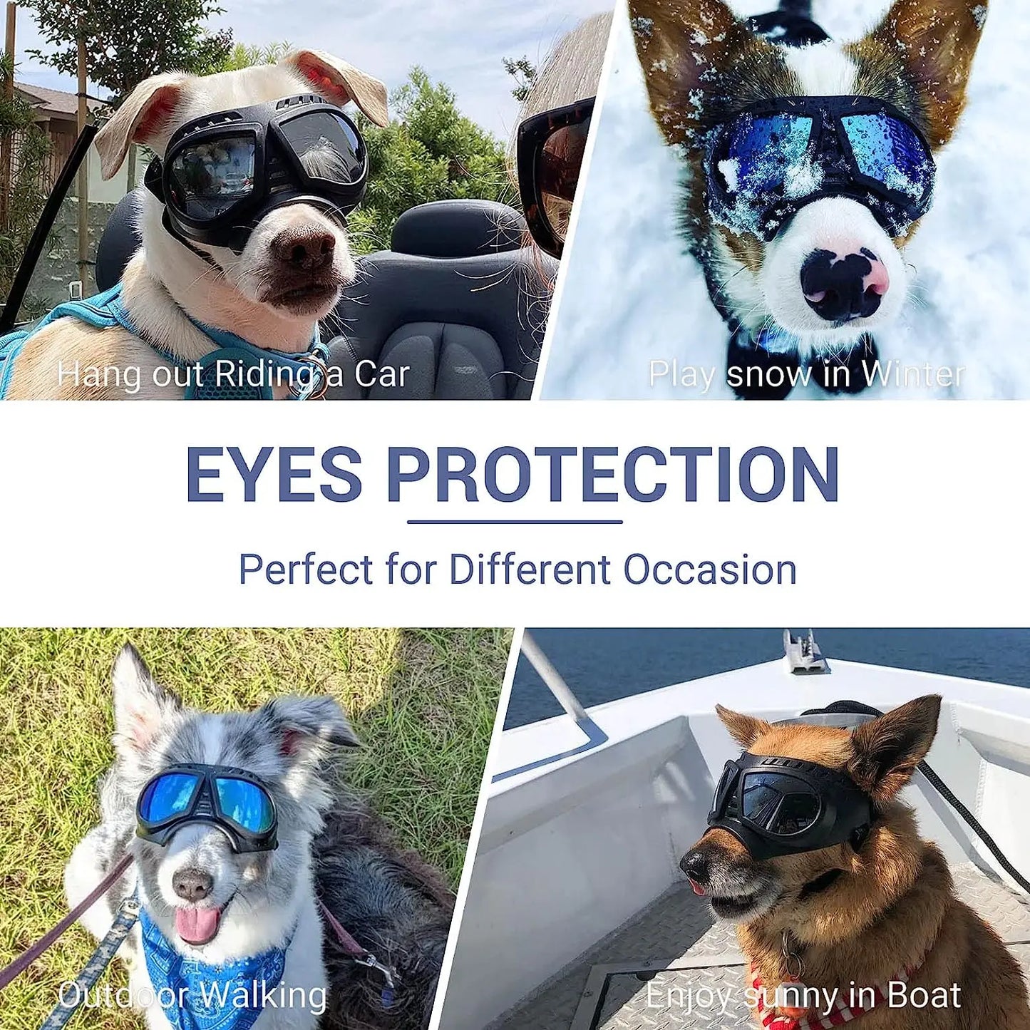 Dog Goggles for Large Breeds - Windproof Snowproof Eye Protection