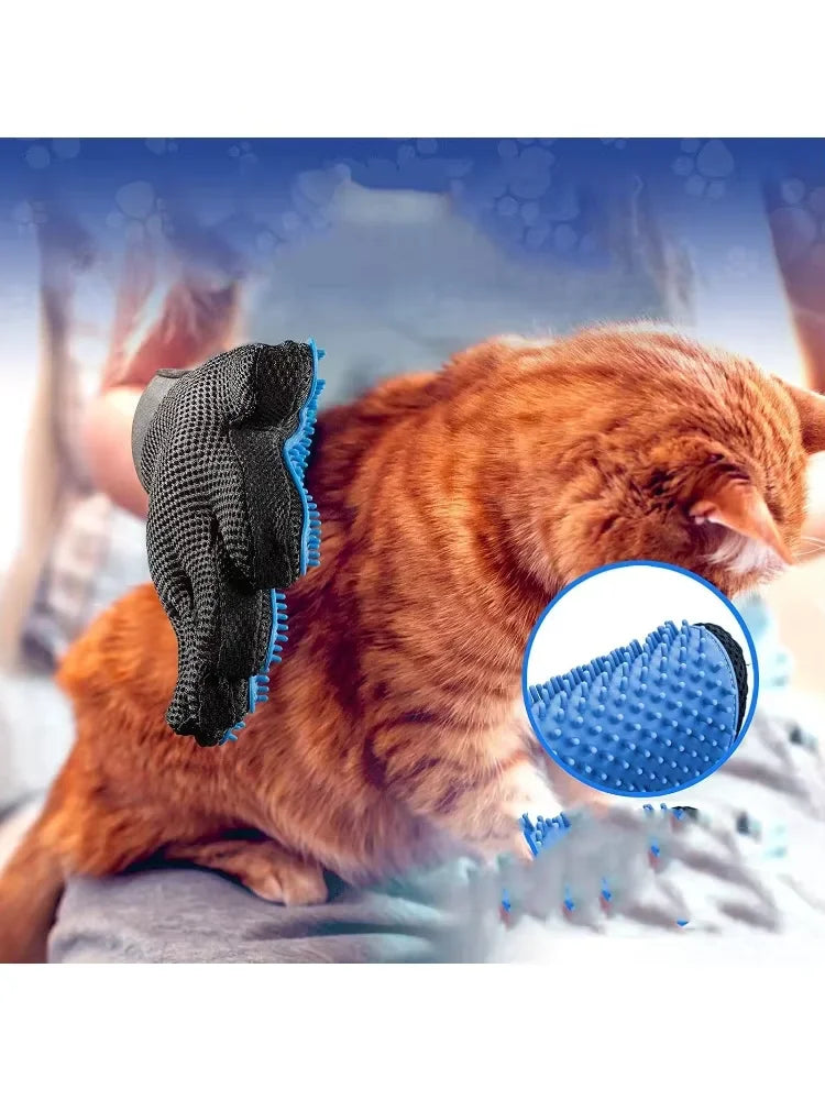 2-in-1 Grooming Glove & De-Shedding Brush for Dogs, Cats & Rabbits