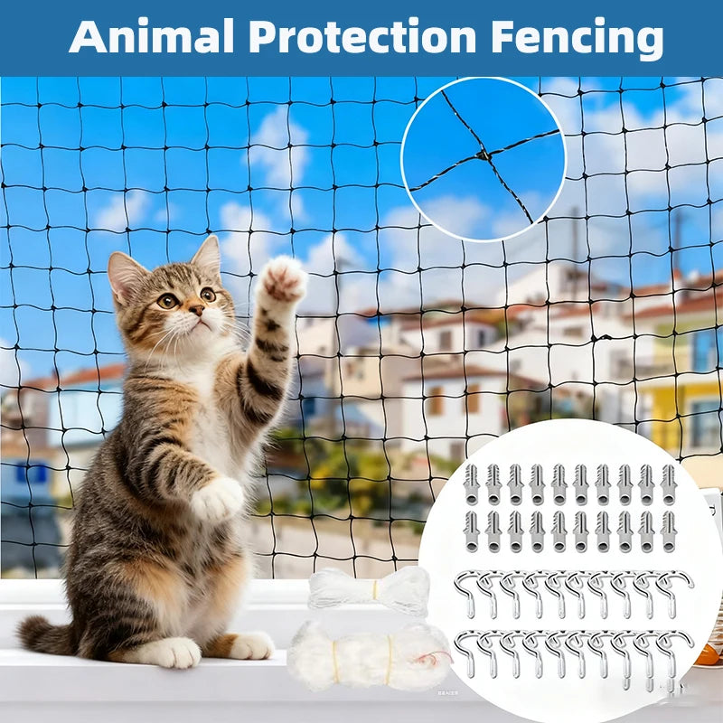 Cat Safety Net for Balconies, Windows & Stairs – Anti-Fall Nylon Mesh