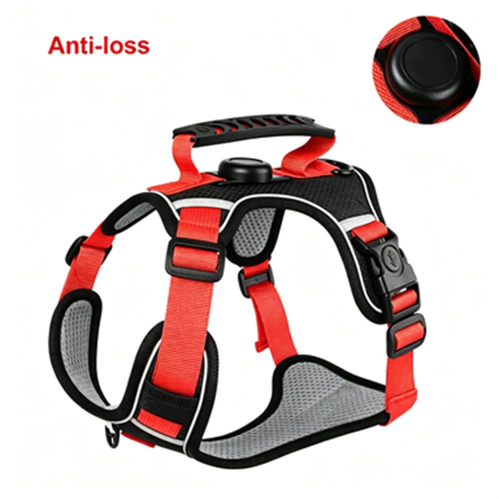 Reflective No-Pull Dog Harness Vest with AirTag Holder