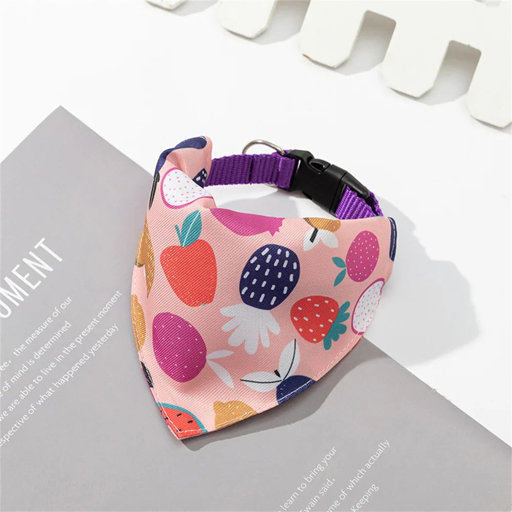 Cute Print Cat Dog Collar with Bandanas for Small Dogs Yorkshire Chihuahua Puppy Triangular Bandage Pet Accessories Supplies