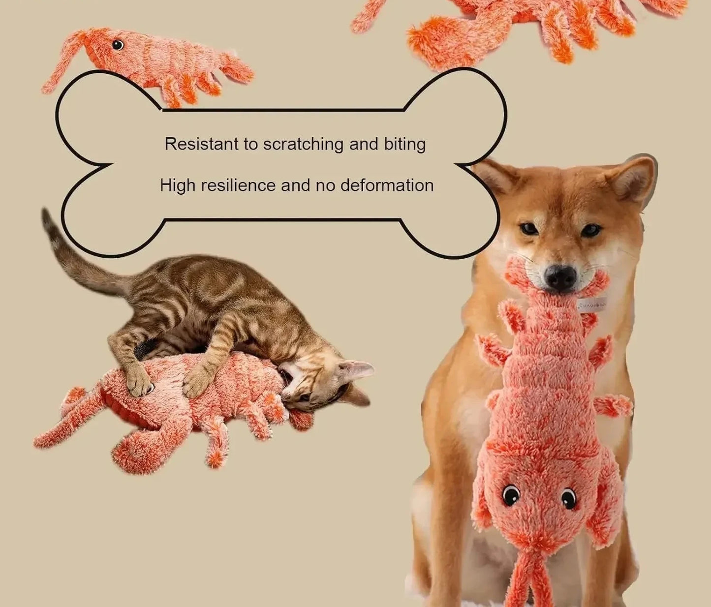 Jouet interactif pour chat homard vibrant avec herbe à chat
