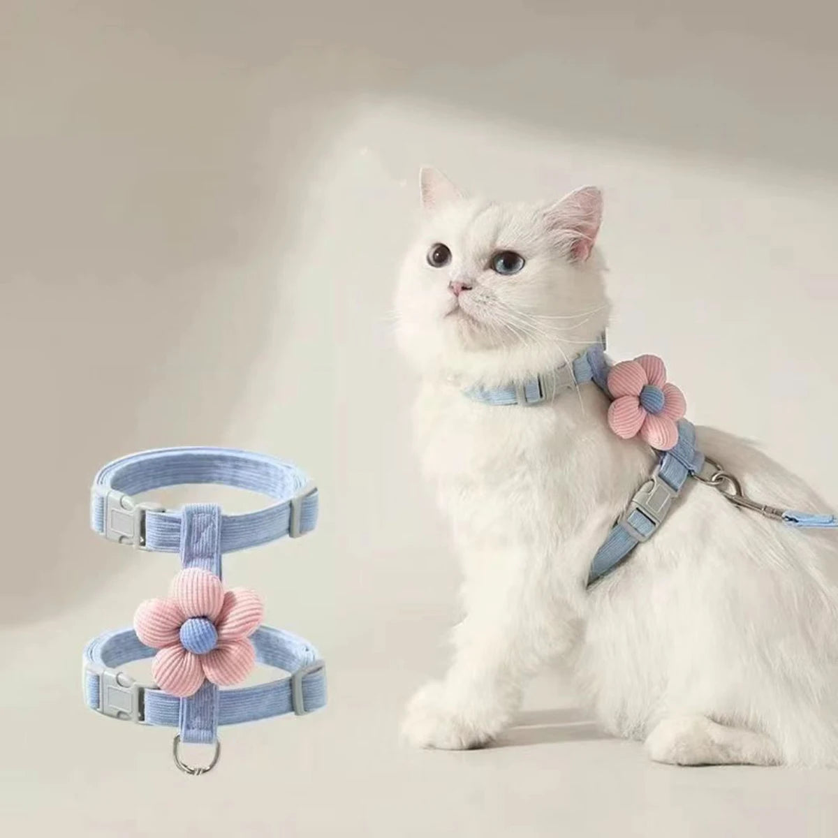 Breathable Adjustable Harness & Leash Set for Cats and Small Dogs