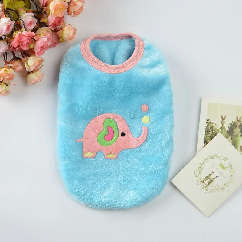 Cartoon Print Plush Vest for Small Animals & Kittens