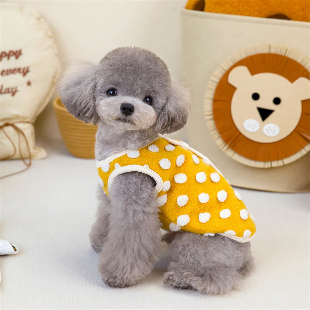 Fleece Dot Print Jacket Vest for Small Dogs & Cats