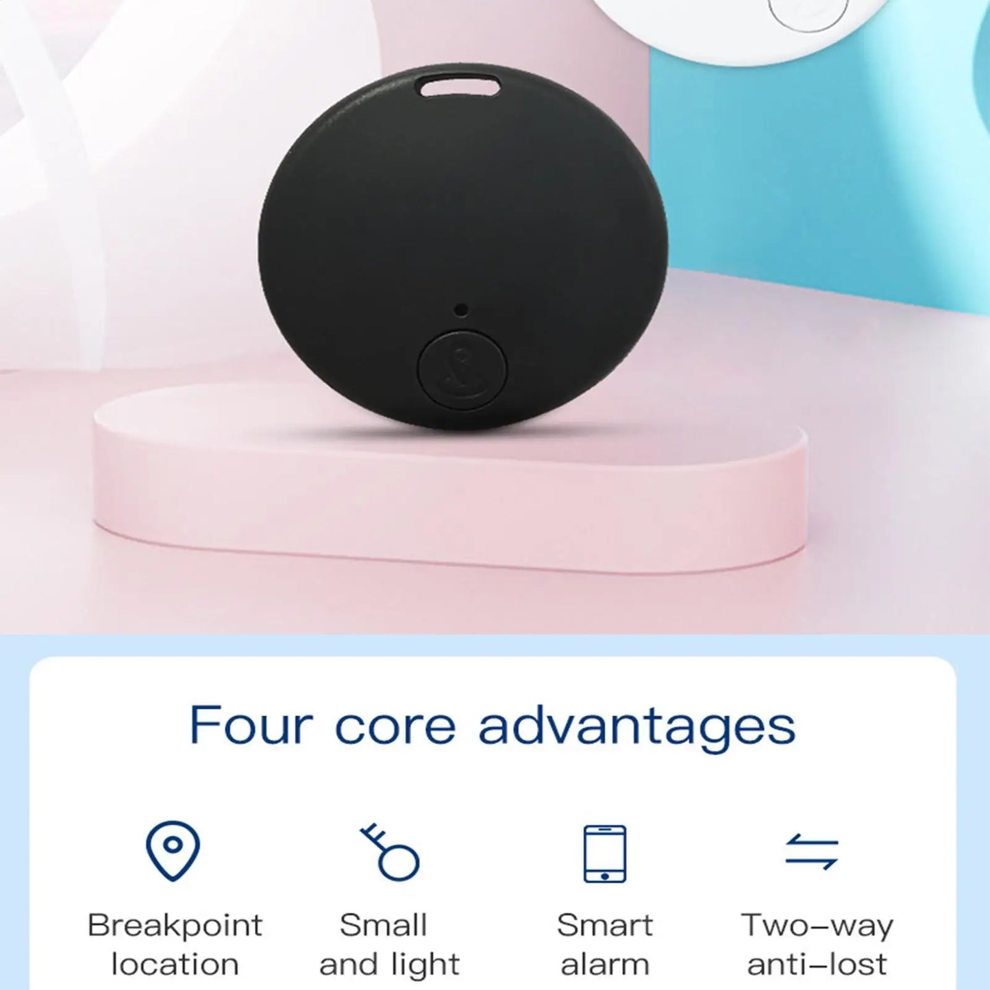 Round Bluetooth Anti-Lost Tracker Tag for Pets, Keys & Bags