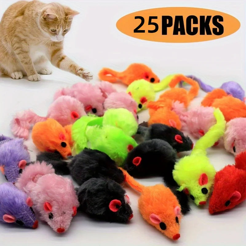 Plush Mouse Cat Toys - 25 Pack Bulk Set for Active Play