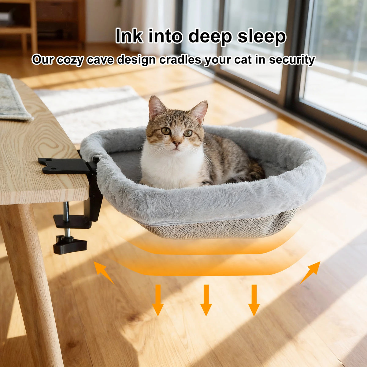 Foldable Plush Cat Desk Bed
