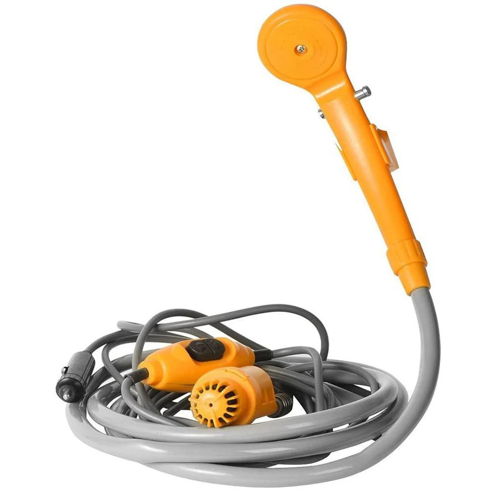 12V Portable Camping Shower Pump with Foldable Bucket Options