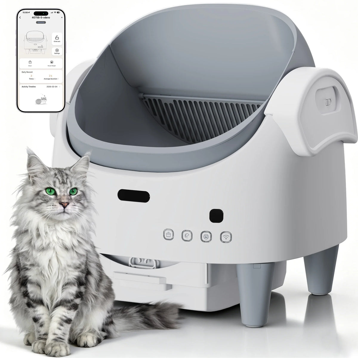 HAUSPROFI 89L Self-Cleaning Cat Litter Box | 8 Safety Sensors | 13L Bin | ≤35dB | Fragrance Compartment | App