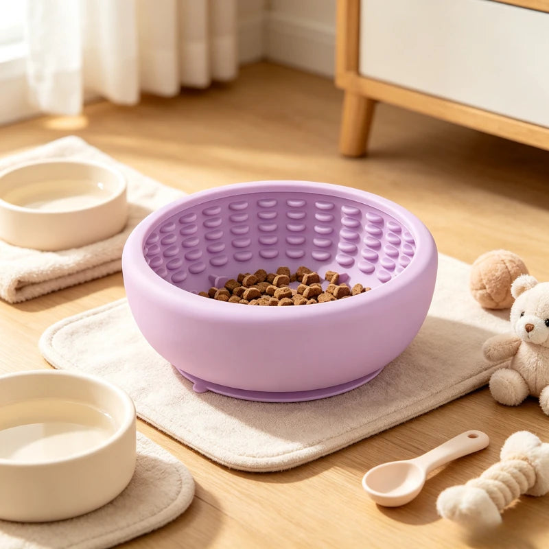Suction-Cup Slow Feeder Dish for Dogs & Cats
