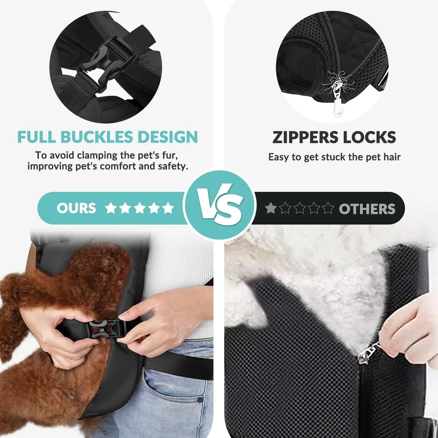 Hands-Free Dog Front Carrier Backpack for Hiking & Cycling