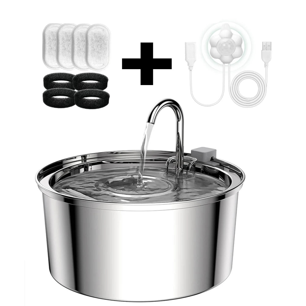3.2L Stainless Steel Pet Water Fountain with Silent Pump