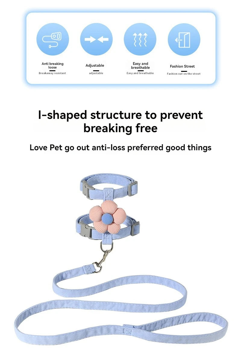 Breathable Adjustable Harness & Leash Set for Cats and Small Dogs