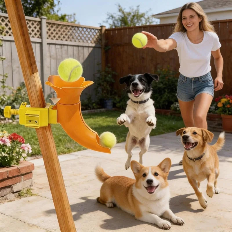 Clamp-Mounted Dog Ball Trainer