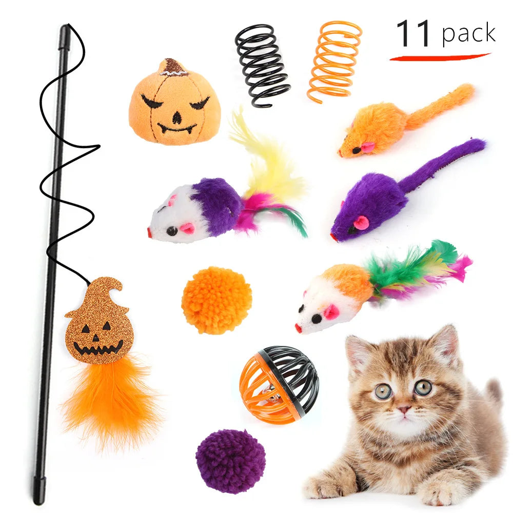 Interactive Cat Toy Variety Set with Wand, Mouse and Bell