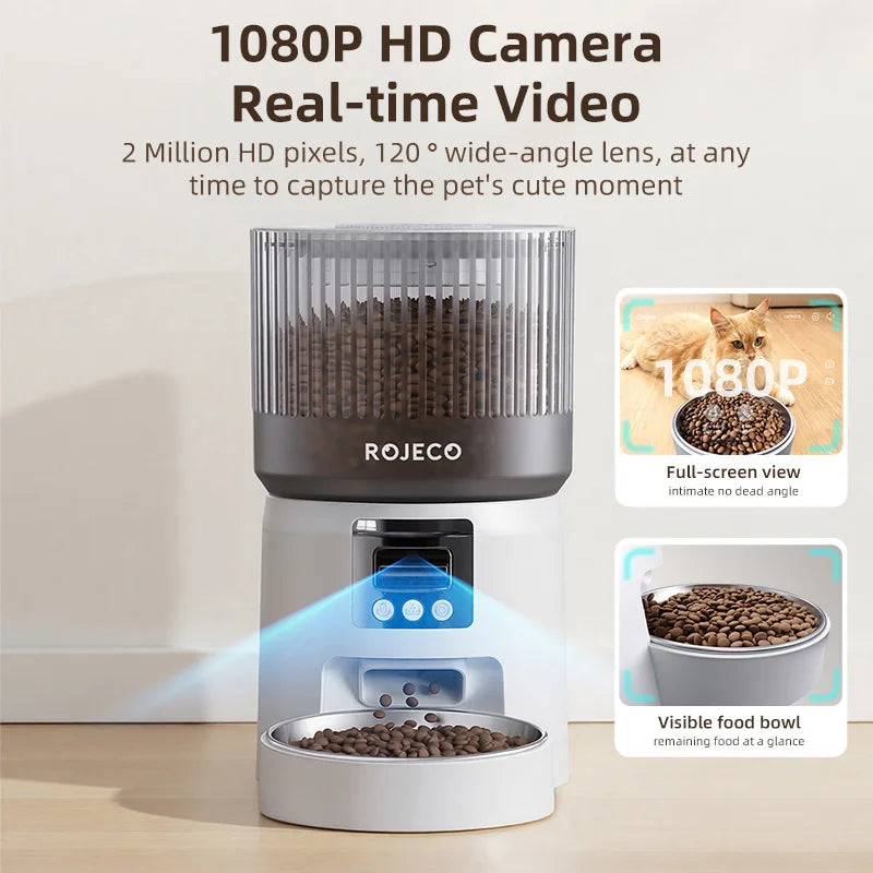 Smart Automatic Pet Feeder with 1080P HD Camera & Wi-Fi Control