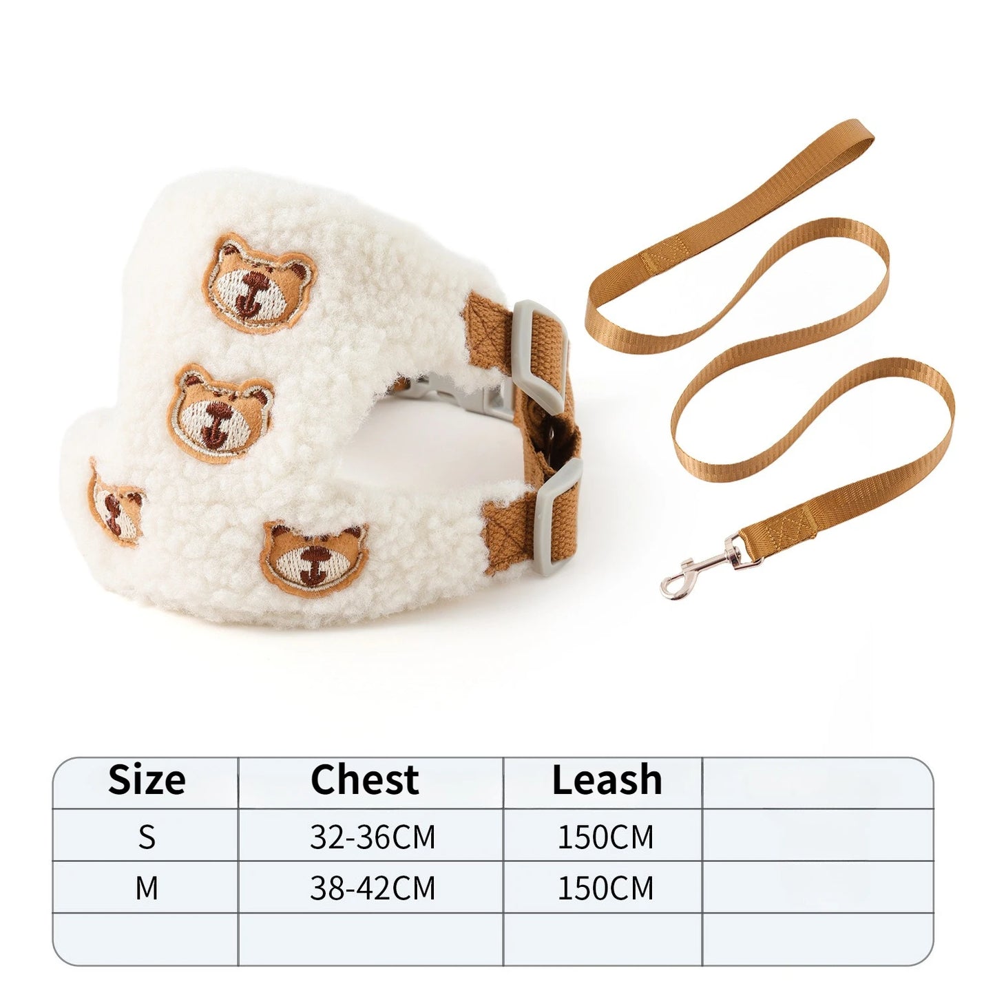 Bear Design Breathable Harness & Leash Set for Small Dogs & Cats
