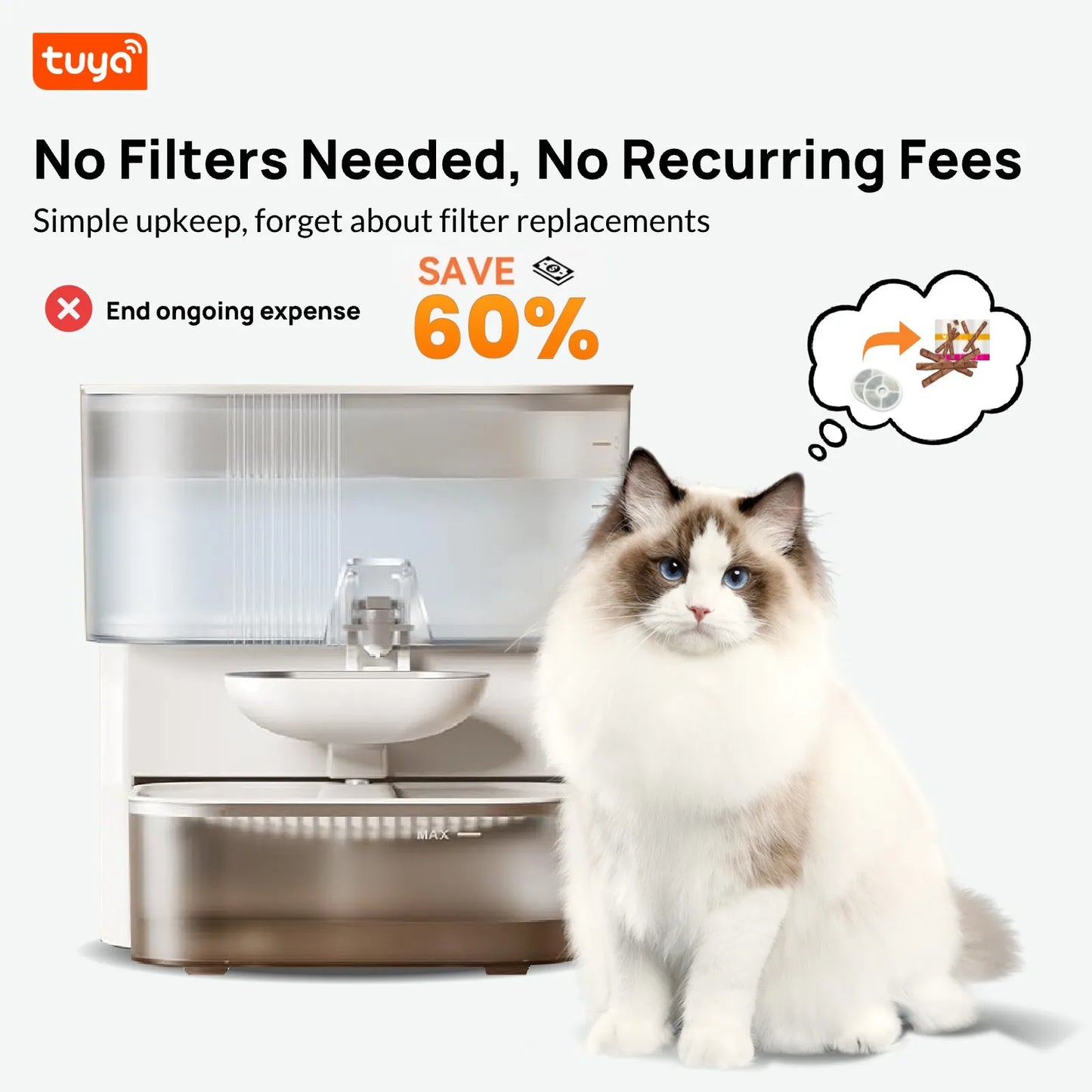 3L Radar Sensor Pet Water Fountain — No Filter, No App, 180-Day Battery, Wastewater Separation